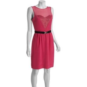 BCBG Maxazria Begonia Silk Sweetheart Belted Dress